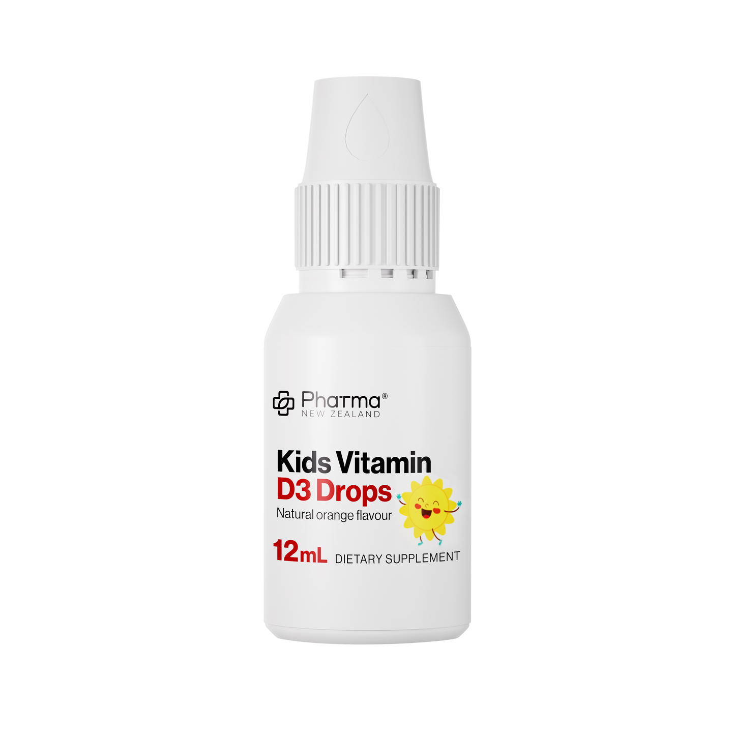 Bottle of Kids D3 Drops with Pharma New Zealand label