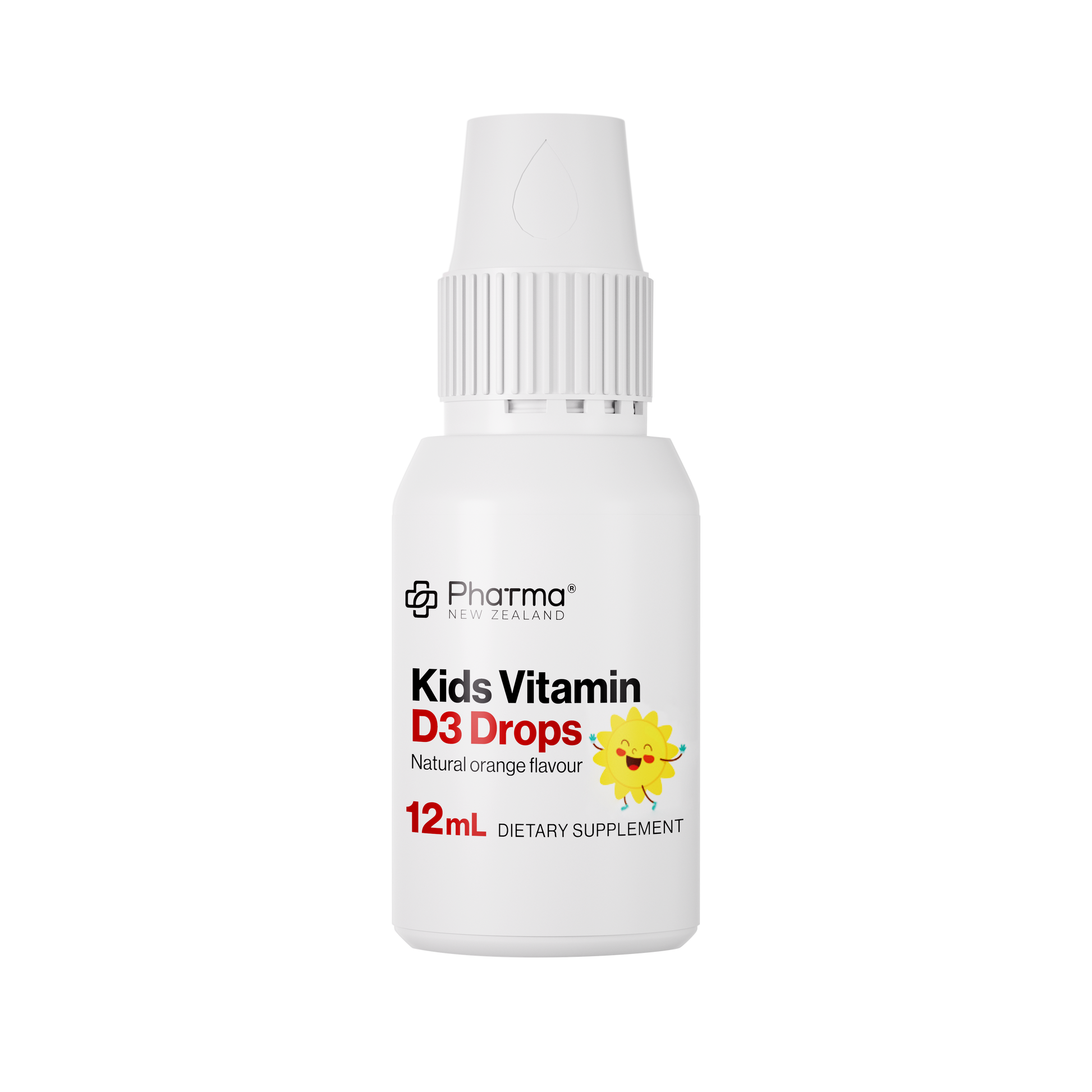 Bottle of Kids D3 Drops with Pharma New Zealand label
