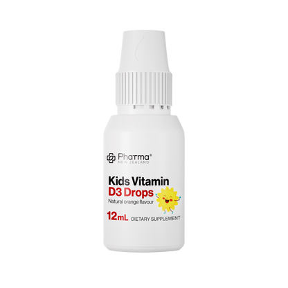 Bottle of Kids D3 Drops with Pharma New Zealand label